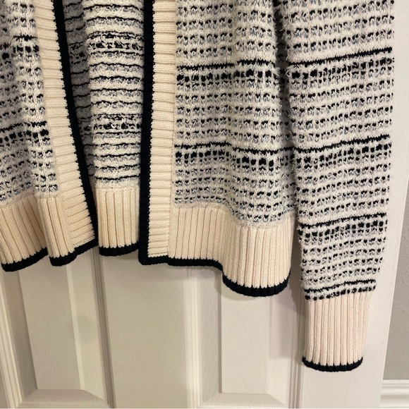 LOFT Tweed Blue and White Stripe Open Cardigan XS - Picture 3 of 7